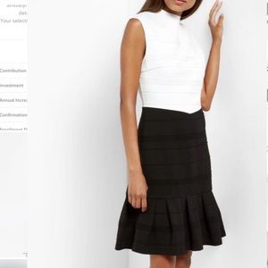 Ted Baker Womens Size 2 pre-owned Demore Flared Skirt Dress Black White
